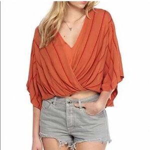 Free People Sleepy Time Striped Wrap Hi/Lo Top Boho Hippie